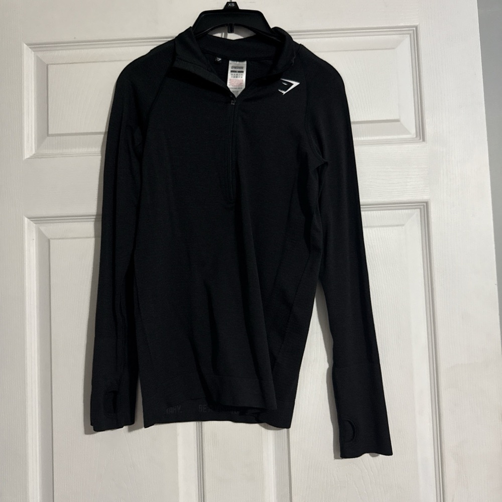 Gymshark Black Long Sleeve Quarter Zip Top size small